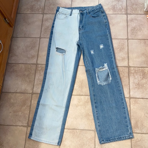 Two toned straight leg jeans - Picture 2 of 8
